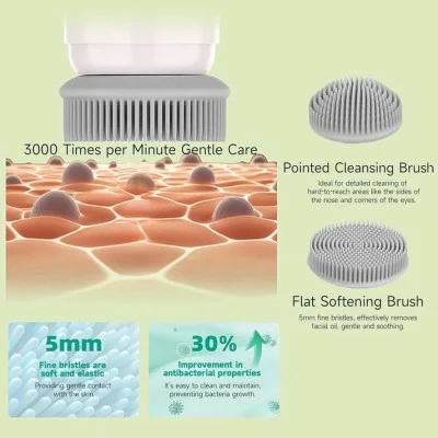 KiCA PureClear Facial Cleansing Brush - Light Pink